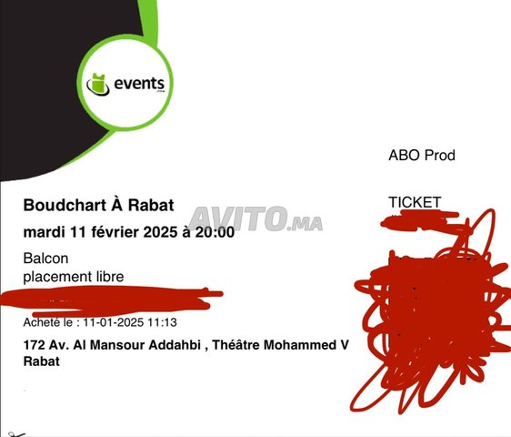 tickets boudchart Rabat
