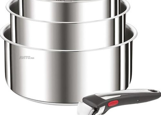3 casseroles tefal inox et 1 poignee amovible