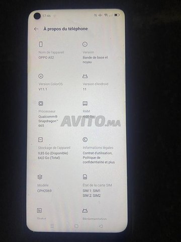 Oppo A52 bon état 