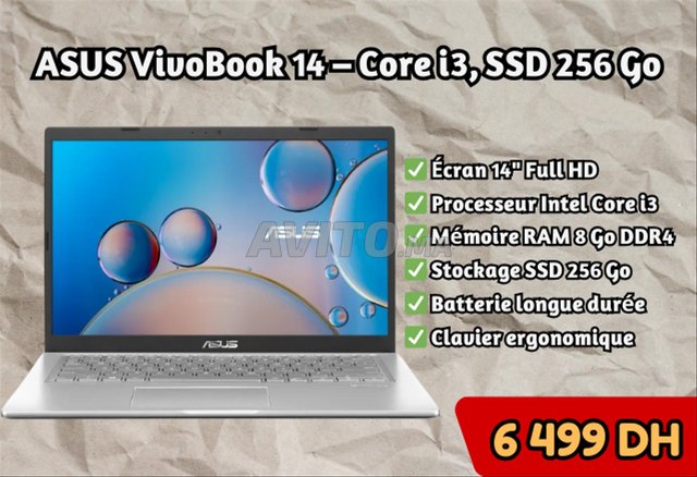 ASUS VivoBook 14 – Core i3, SSD 256 Go 