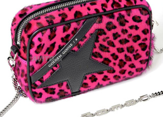 Golden Goose.Sac léopard fushia en cuir