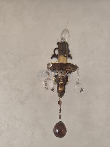 deux lustres cuivre et cristal plus 4 appliques  - 2