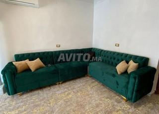 canapé en forme L vert