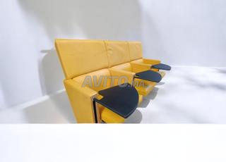 Fauteuil cinéma amphithéâtre tablette cuir jaune