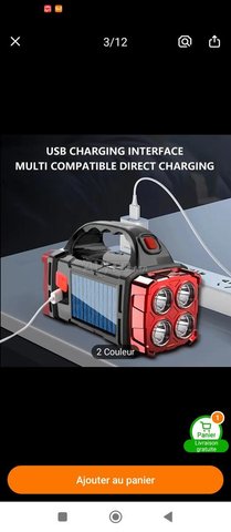 pille rechargeable en solaire et type c neuf 