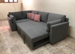 canapé d'angle gris convertible