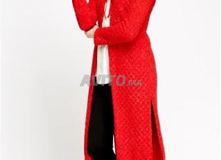 كارديجان طويل - ريشة - أحمر