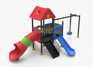 AJ501 Structure avec 3 toboggans et balançoire