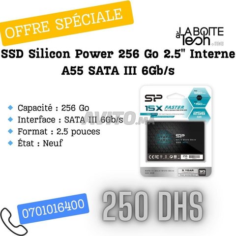 SSD Silicon Power 256 Go 2.5 Interne A55 SATA III