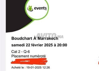 Billet boudchart Marrakech samedi