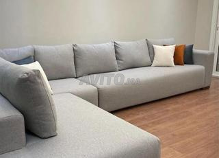 canapé d'angle en tissu gris