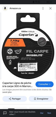 fil de pêche carpe invisibilité caperlan