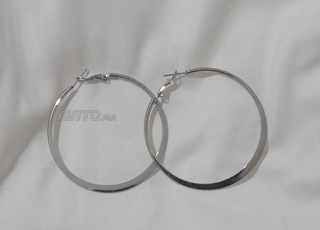 Boucle d'oreille créoles argent, Acier inoxydable