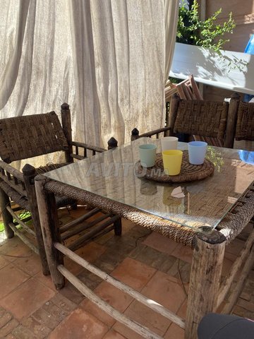  Salon de jardin tressé avec table