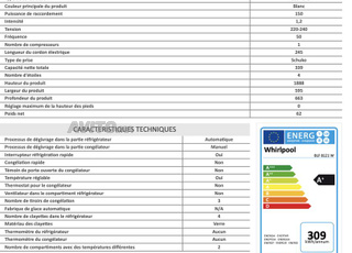 Réfrigérateur combiné Whirlpool - BLF 8121 W