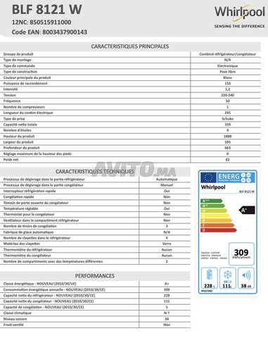 ثلاجة مدمجة ويرلبول - BLF 8121 W