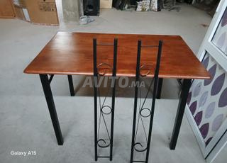 Table à manger en bois et fer forgé 120/0,75