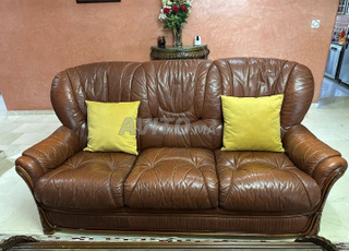 Salon en cuir canapé et 2 faiteuils