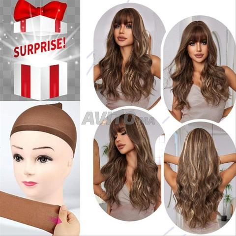 Perruque Synthétique de luxe avec Bonnet gratuit