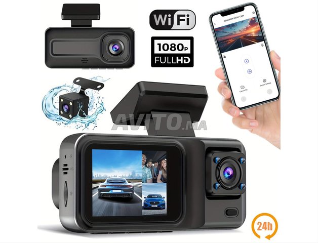 Dashcam 3 caméra WiFi Application trois canaux 
