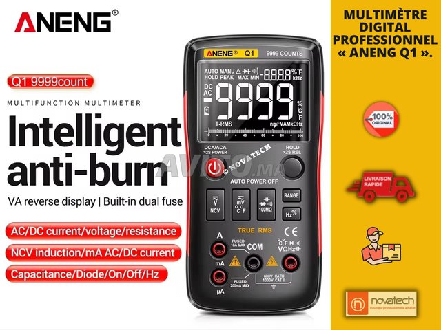 Multimètre Digital professionnel «ANENG Q1» 9999 