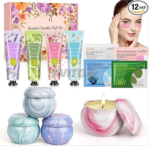 Coffret Cadeau Crèmes Mains Bougies Patchs Yeux 