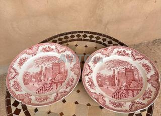 2 Assiettes vintage anglaise rose Adams English 