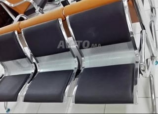 Banquette d'accueil en cuir \ inox \ polypropylène