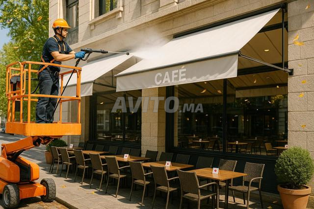 Nettoyage de bâches de cafés