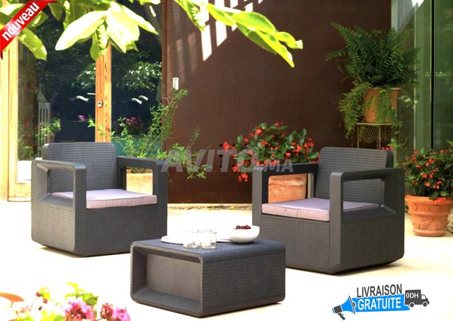 Set De Balcon 2 Fauteuil Avec Table Base
