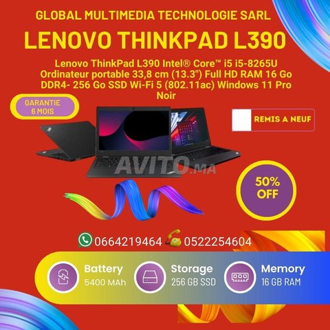 Lenovo ThinkPad L390  16 Go - 256Go SSD - W11