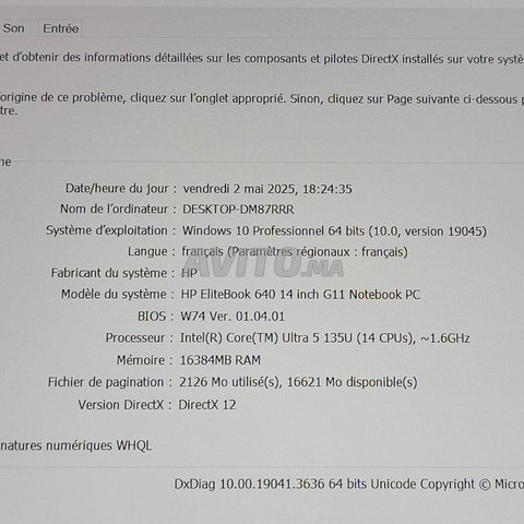 HP EliteBook – Ultra 5 135U, 16Go RAM, 512Go SSD