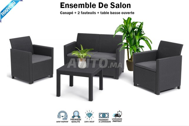 Salon De Jardin 4 P ersonnes – SAN REMO – Graphite