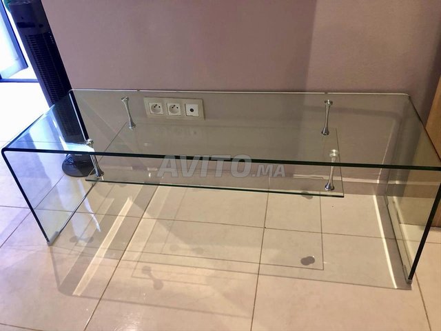Table TV / console en verre trempé