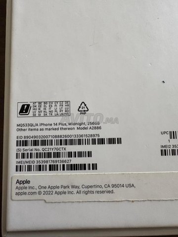 Vends Iphone 14 plus 256Go
