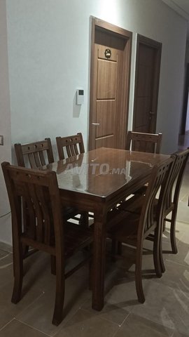 Table à manger et 6 chaises Bois Hêtre 145x80