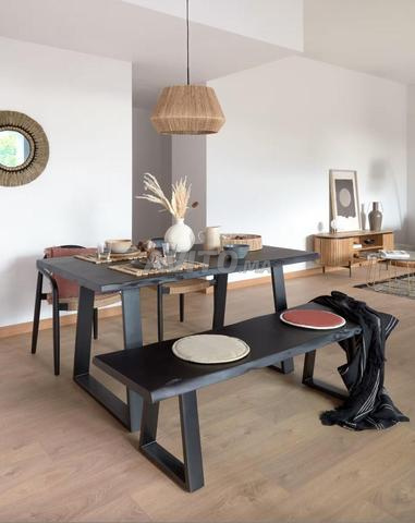 Table en bois d'acacia noir 190x90 - 2