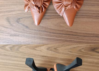 Sandales escarpins à talons épais, noeud papillon 