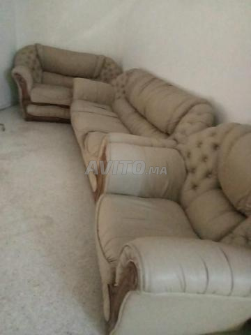 Salon en cuire véritable beige - 2