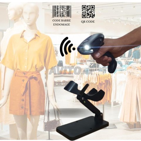 LECTEUR CODE BARRE SANS FIL 2D POUR PRET A PORTER