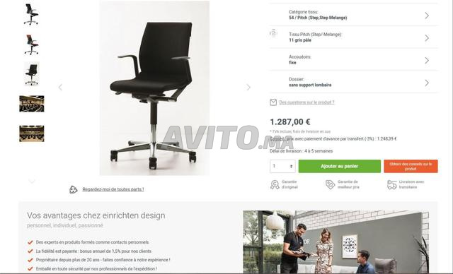 Chaise à roulette Wilkhahn Modus tissu