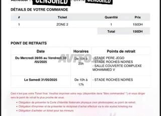 ticket wydad vs fc porto Zone 2