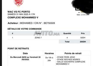 Billet match de wydad # porto