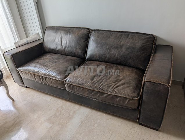 Canapé Maison du Monde vintage cuir noir