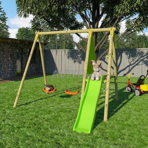  Balançoires & Toboggan 1,73m - 4 enfants