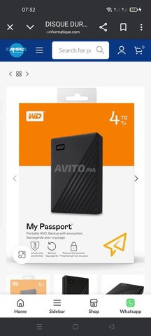 Disque dur externe 4To WD neuf 