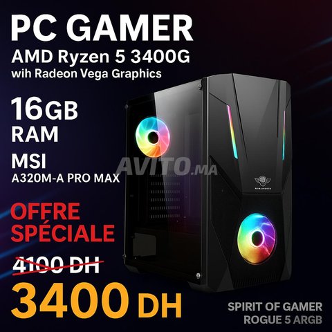 Ryzen 5 3400G 16Go RAM MSI A320 A Pro Max