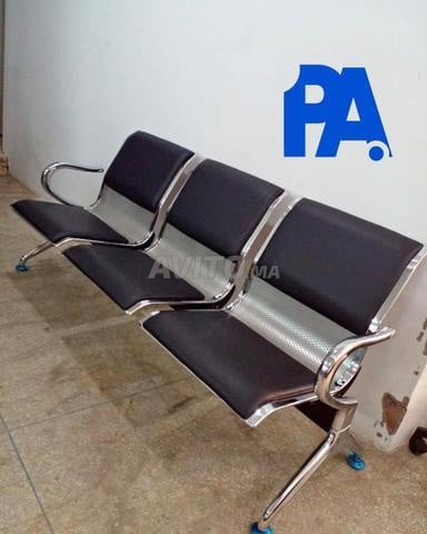 Banquette d'accueil en simili cuir 3 places chromé