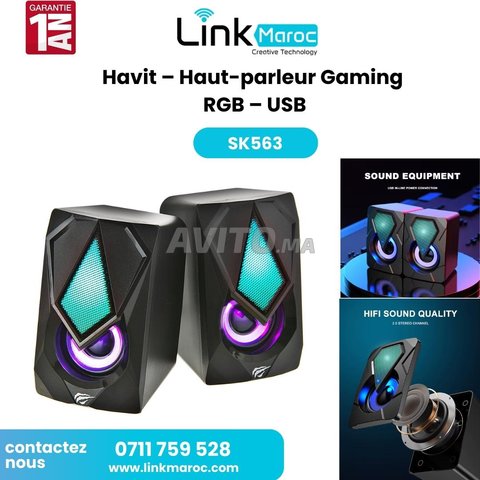 SK563 – Haut-parleurs Gaming RGB Compacts au Maroc