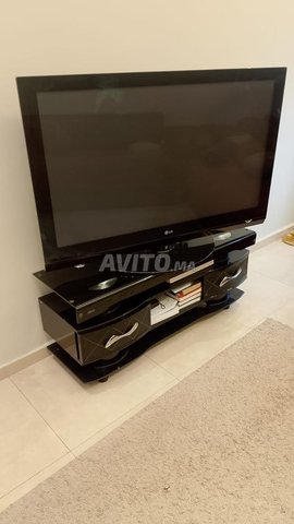  Meuble TV moderne noir laqué – Très bon état